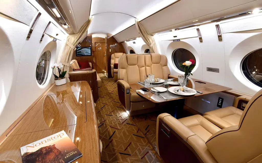 Cabin interior of a 2019 Gulfstream G600.