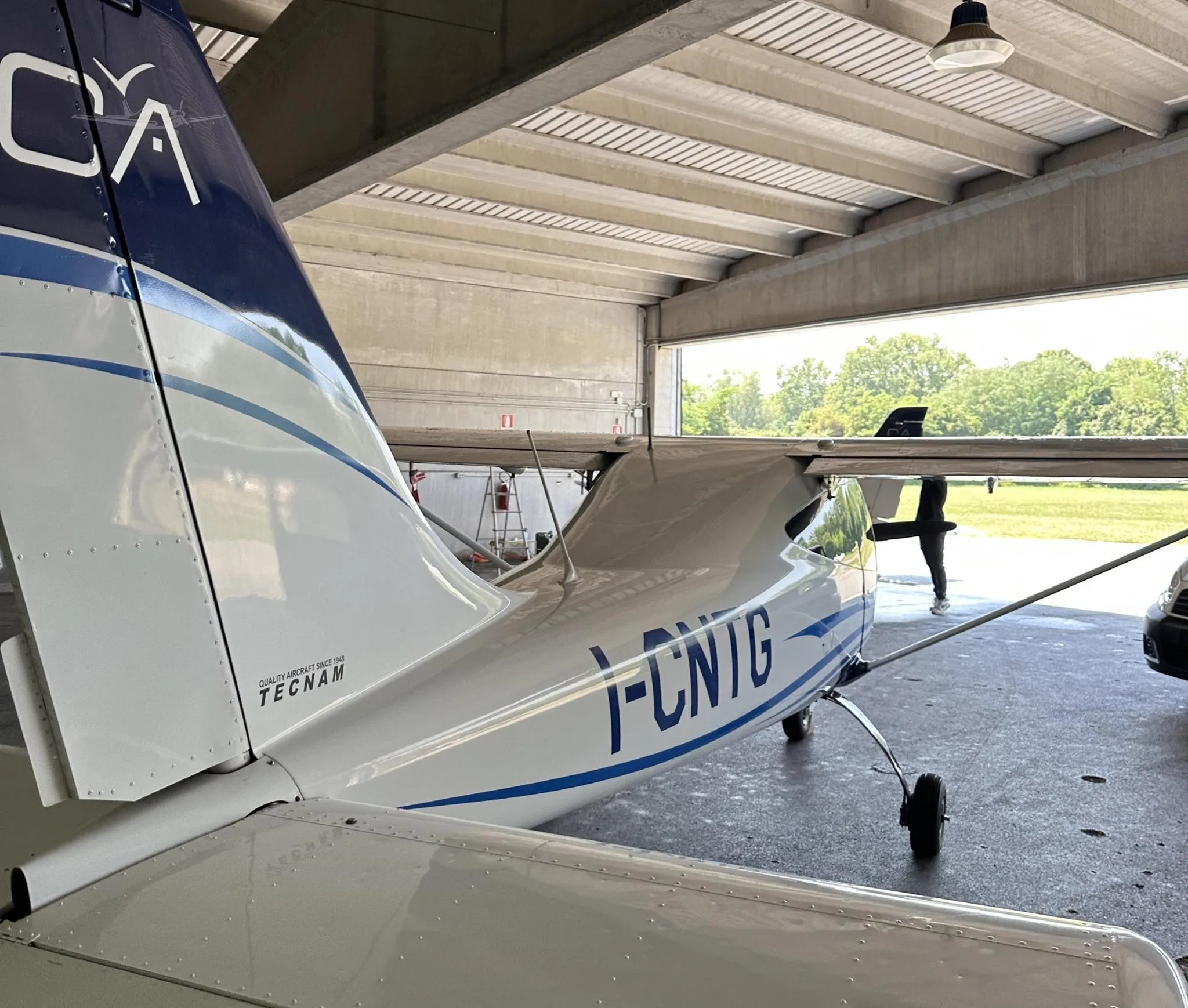 Exterior view of a 2018 TECNAM P2008 JC, I-CNTG.