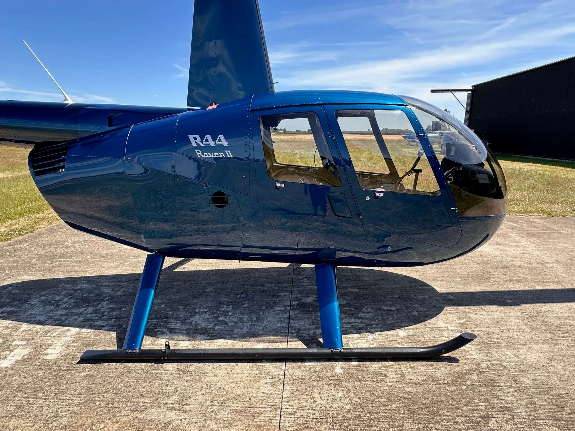 Exterior view of a 2015 Robinson R44 Raven II.