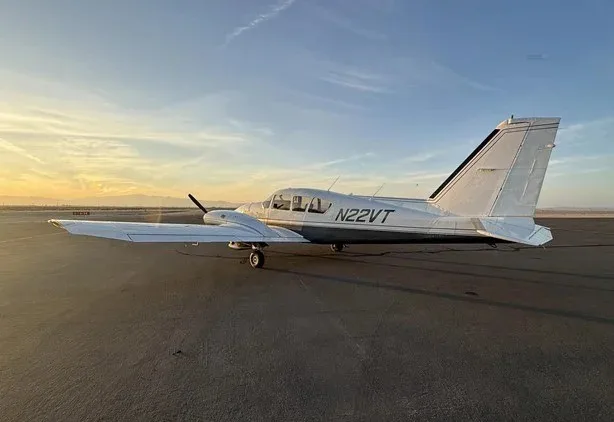 Exterior view of a 1977 Piper PA-23-250 Aztec F Turbo.