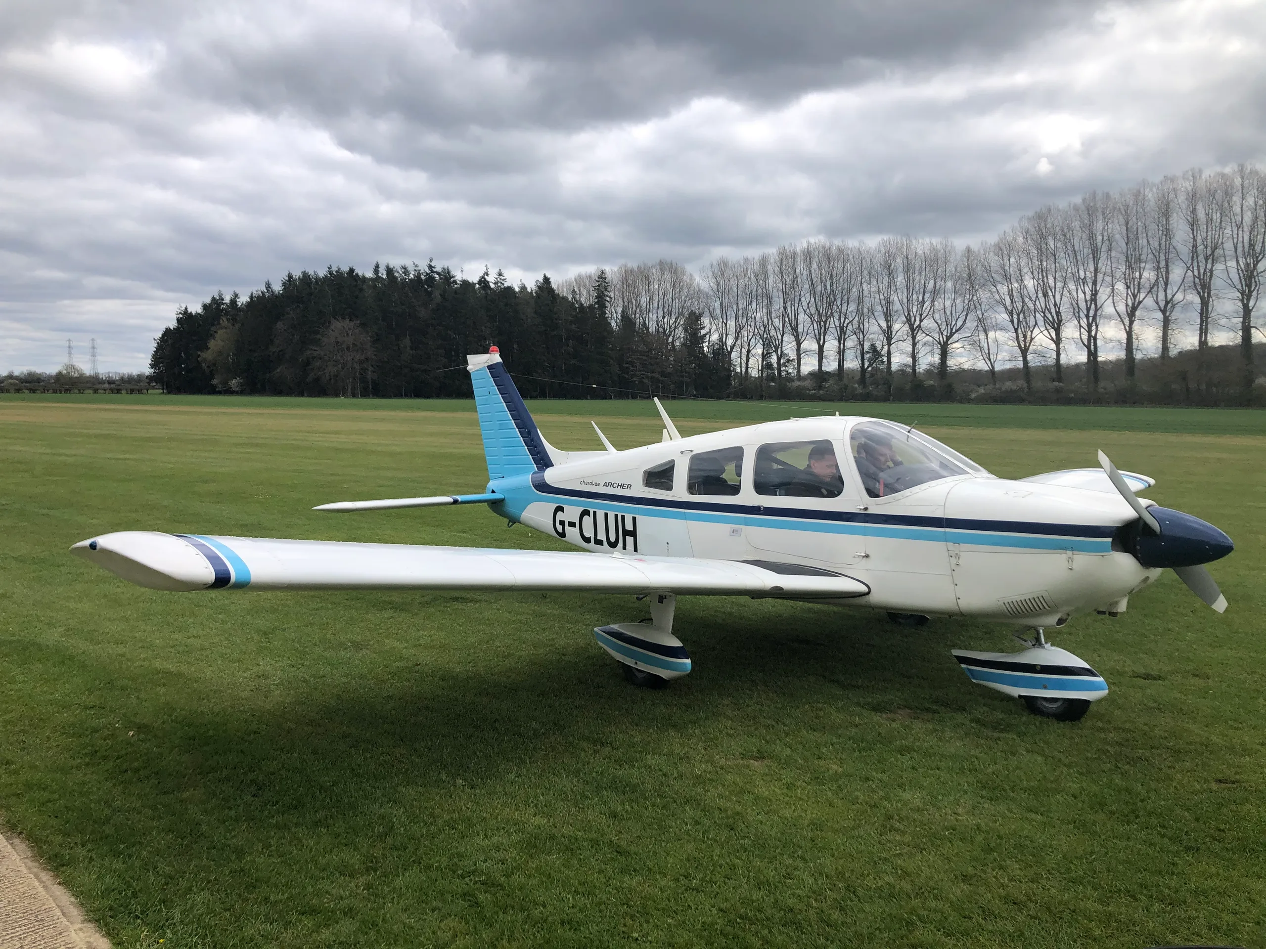 Exterior view of a 1984 Piper PA28-181 Archer II.