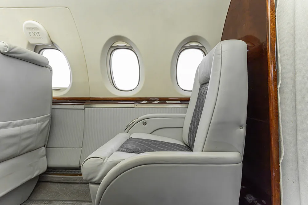 Cabin interior of a 2009 Hawker 750.