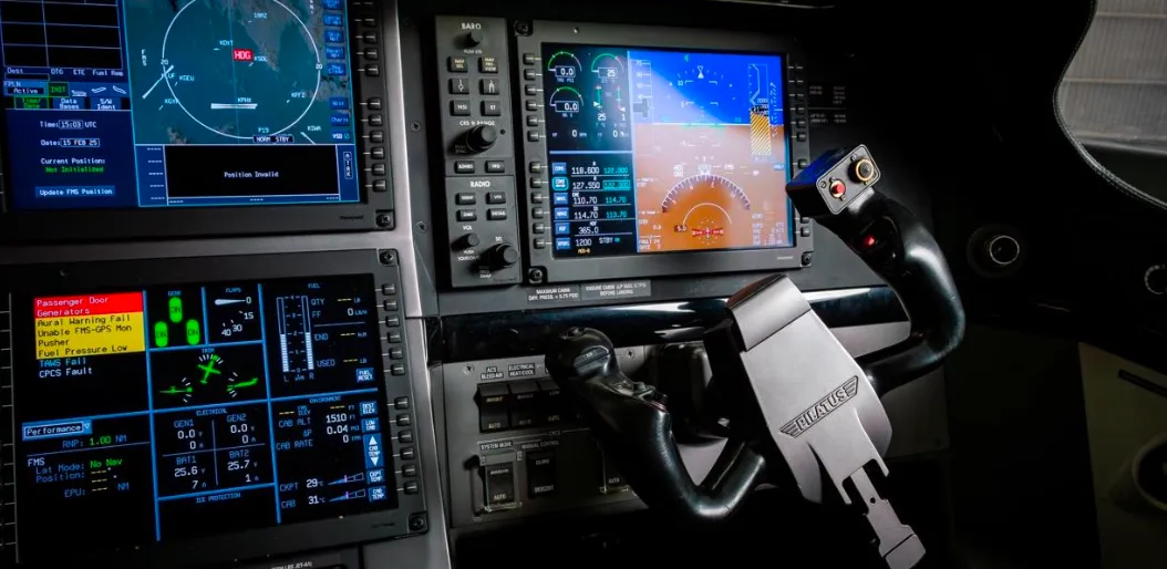 Cockpit and instrument panel of a Pilatus.
