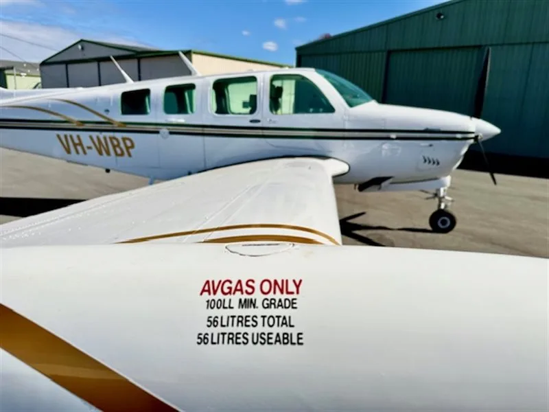 Exterior view of a 1979 Beechcraft A36, VH-WBP.