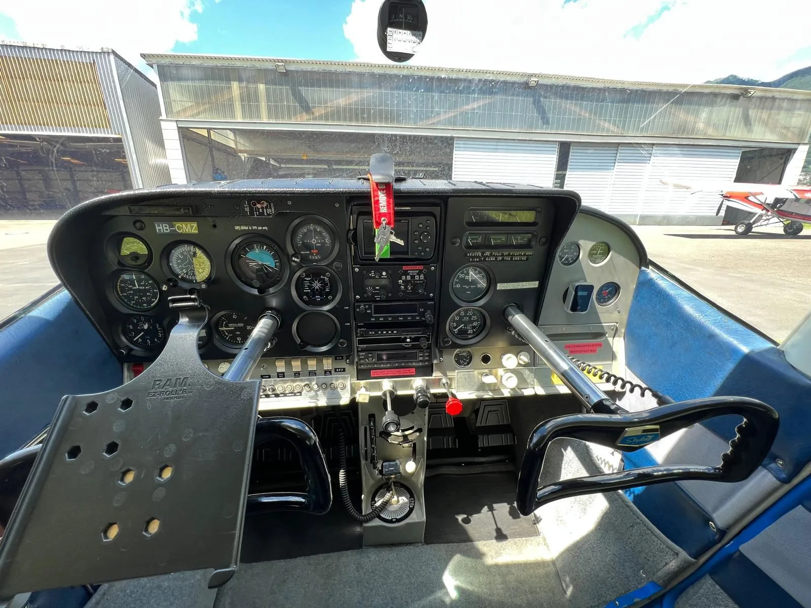 Cockpit and instrument panel of a 1965 Cessna 182H Skylane.