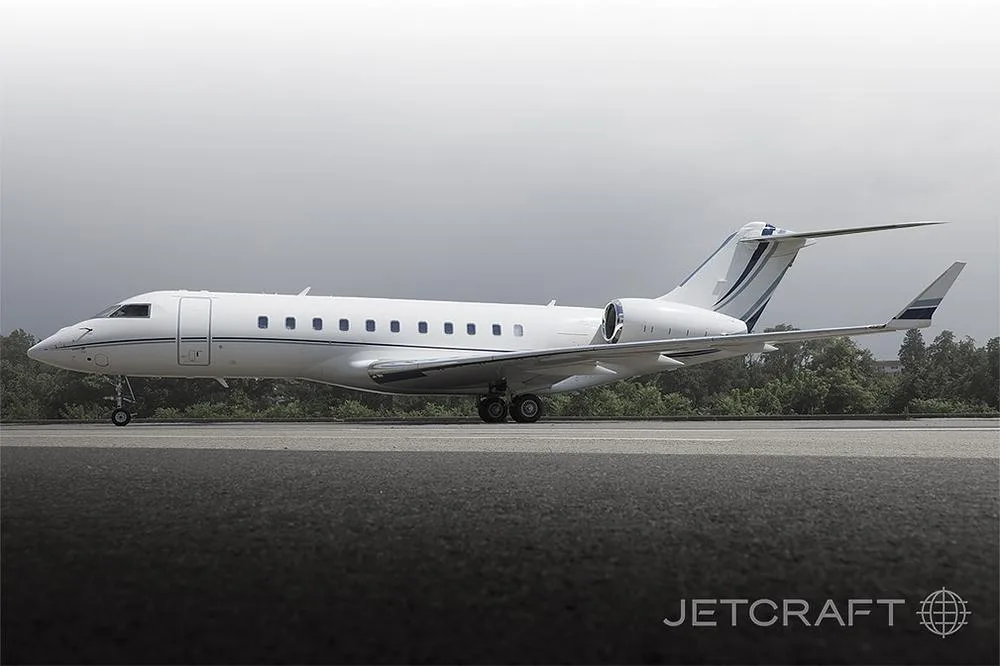 Exterior view of a 2017 Bombardier Global 5000 Vision.