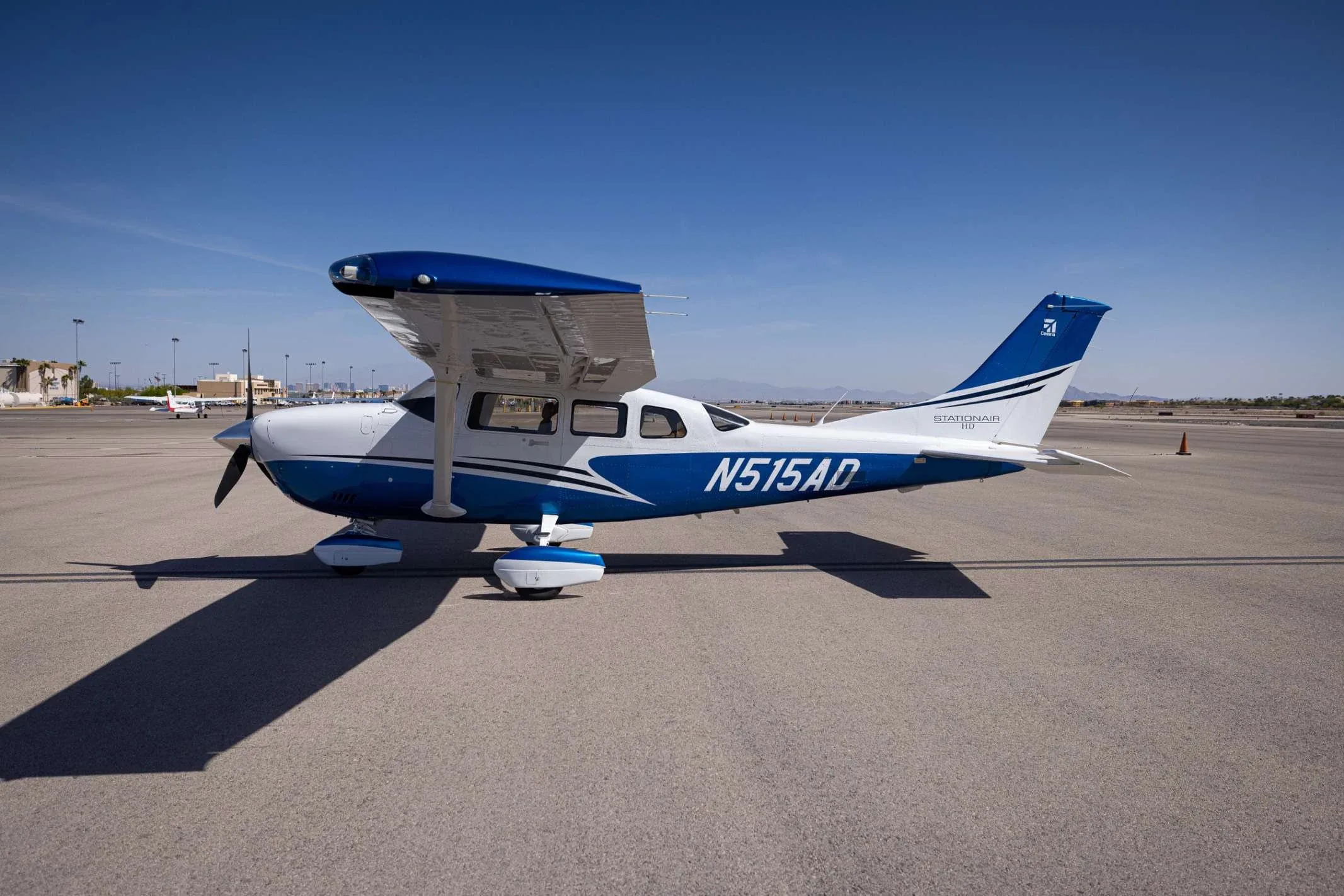 Exterior view of a Cessna Piston 206, G-BMOF.