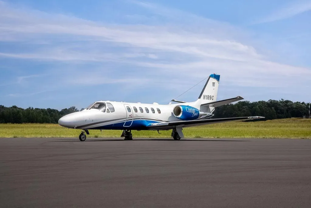 Cabin interior of a 2003 Cessna Citation Bravo.