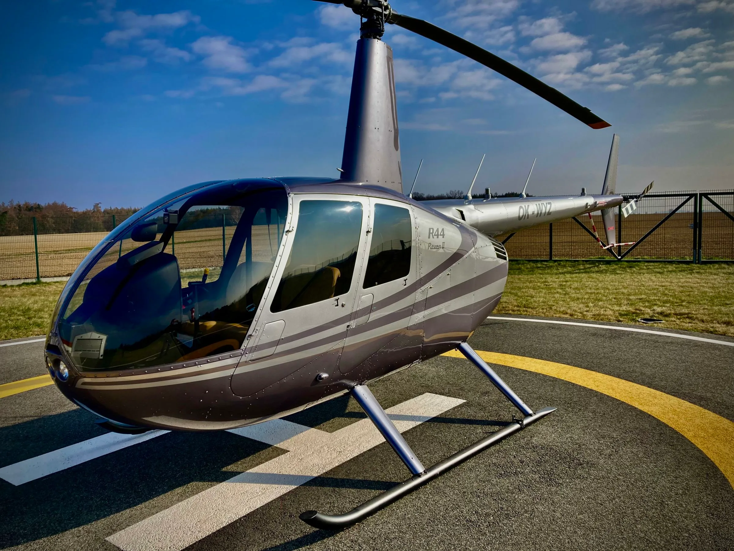 Exterior view of a 2018 Robinson R44 Raven II.