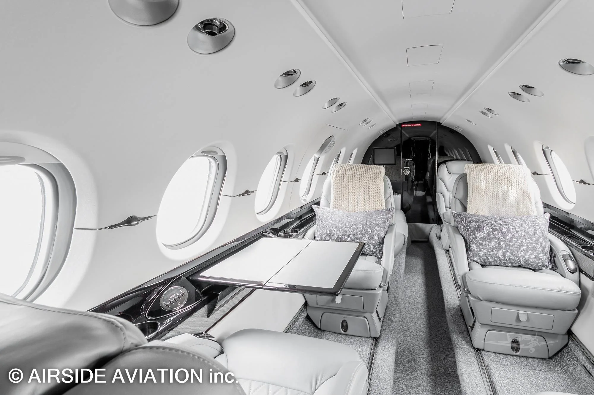 Cabin interior of a 2003 HAWKER 800XP.