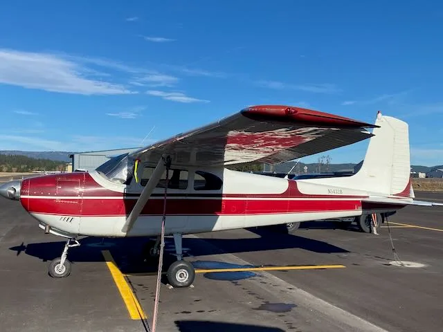 Exterior view of a 1956 Cessna 182A Skyline, N5432B.