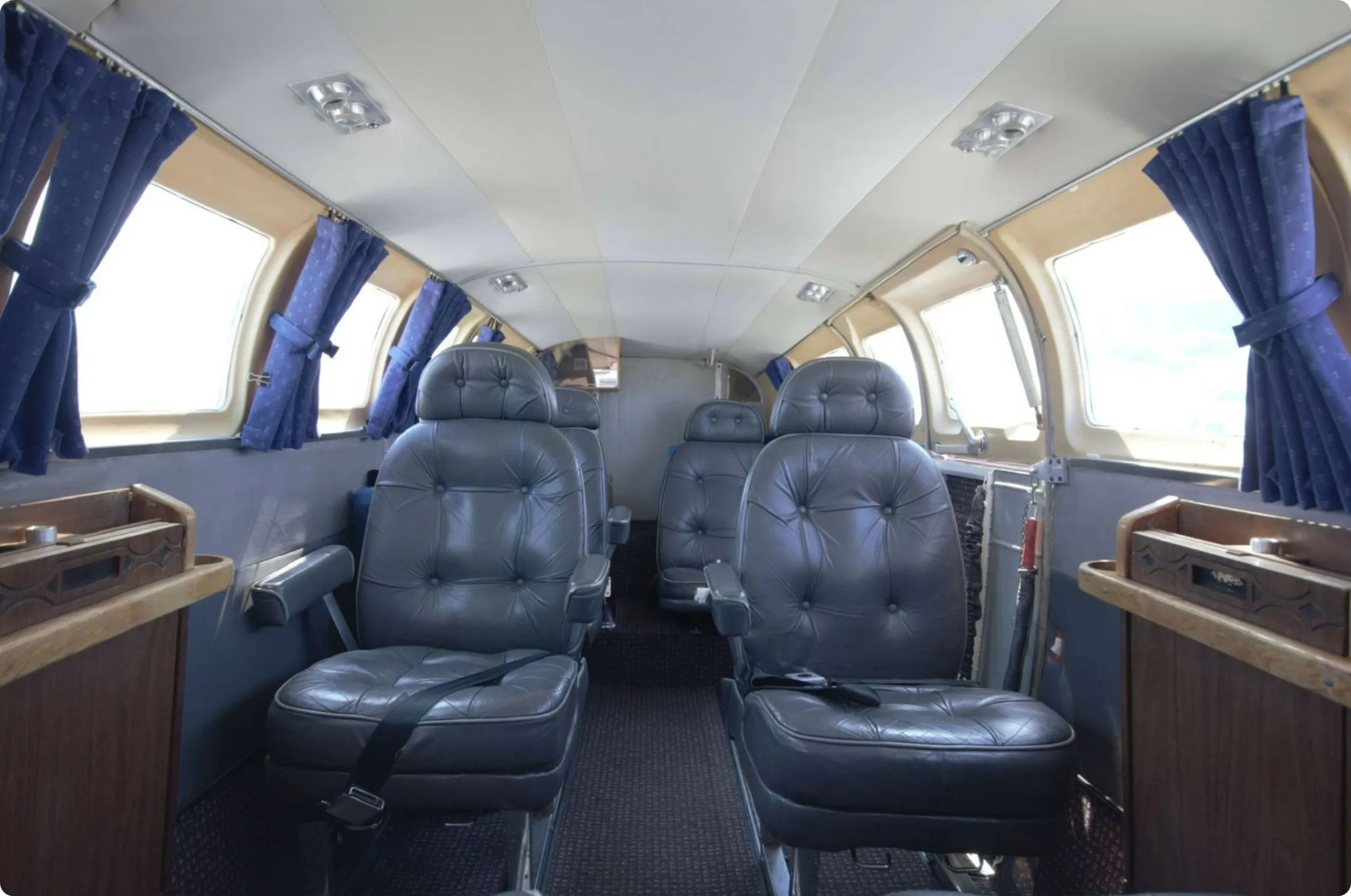 Cabin interior of a 1975 Cessna 402B.