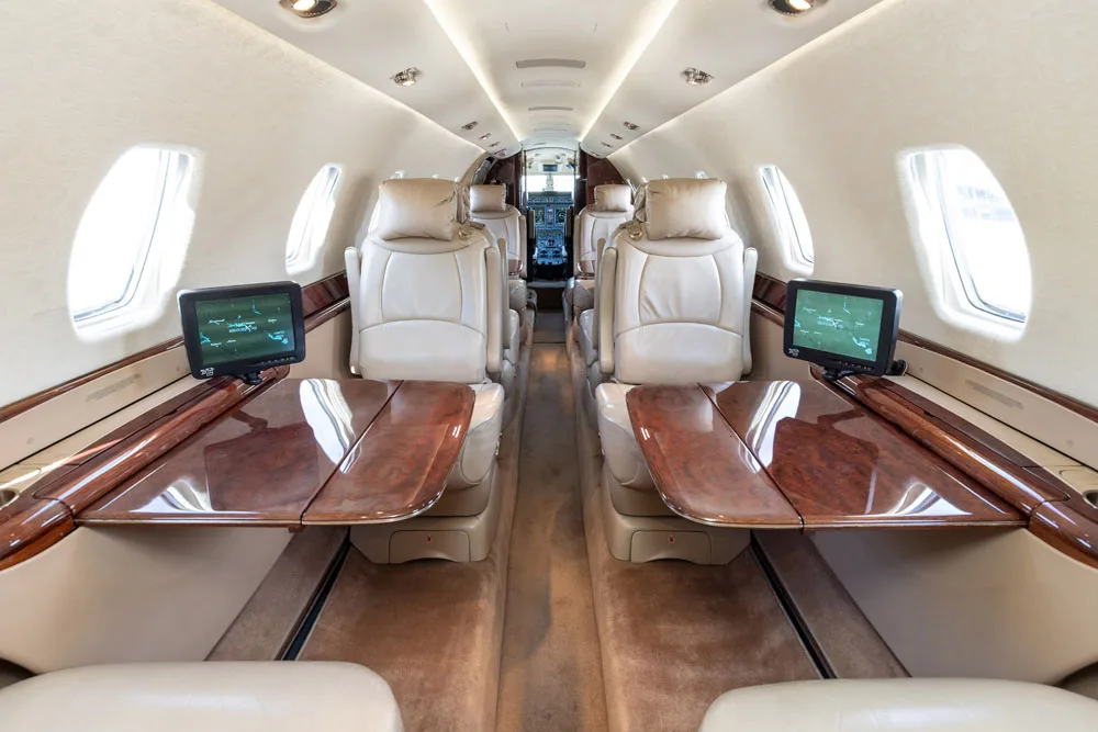 Cabin interior of a 2005 Cessna Citation Sovereign.
