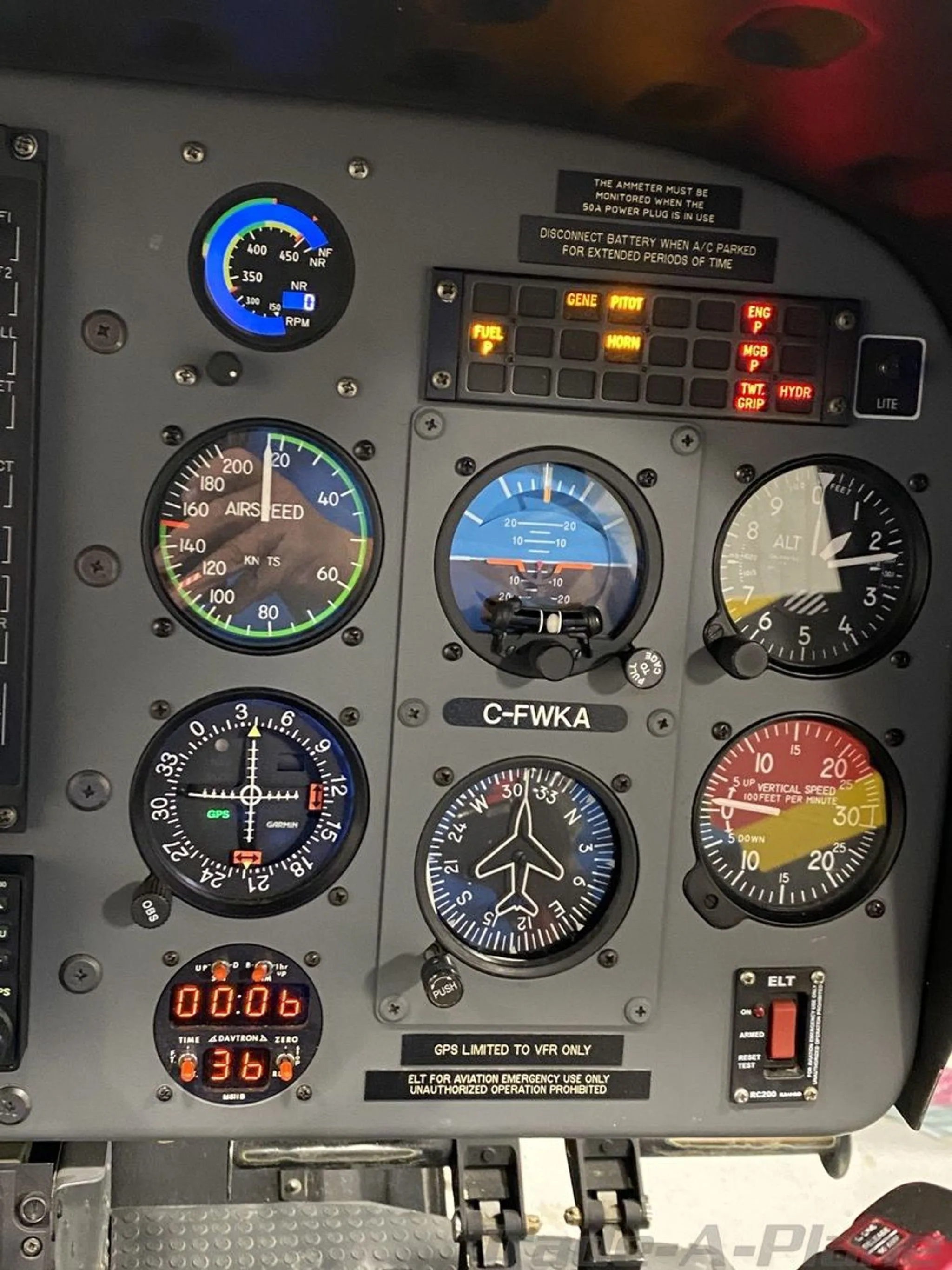 Cockpit and instrument panel of a 2007 EUROCOPTER EC 120B.