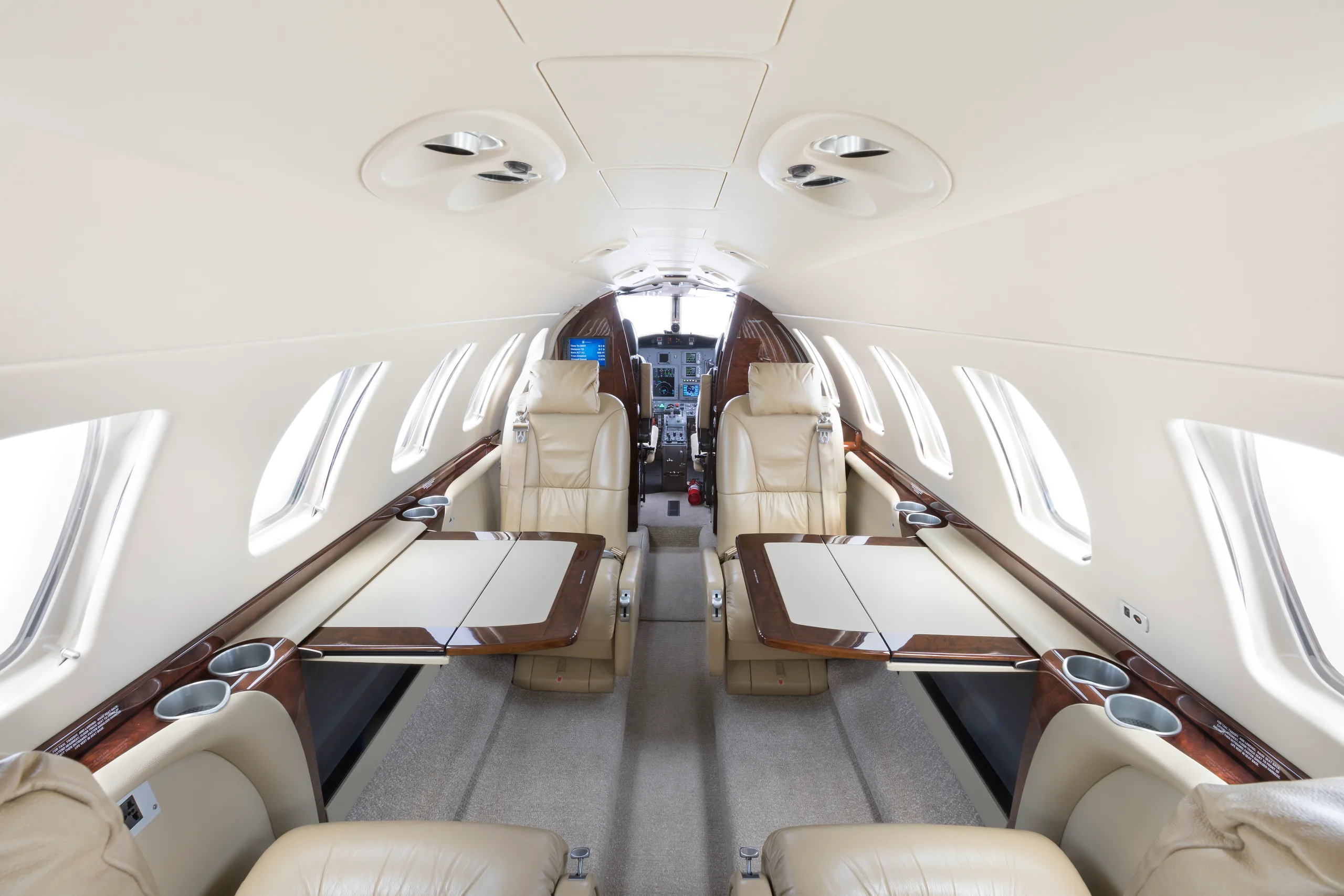 Cabin interior of a 2011 Cessna Citation CJ3.