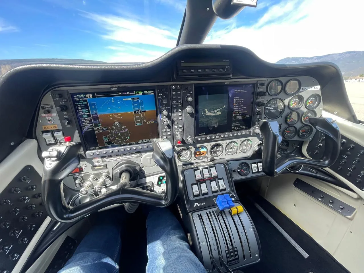 Cockpit and instrument panel of a 2007 Tecnam P2006T.