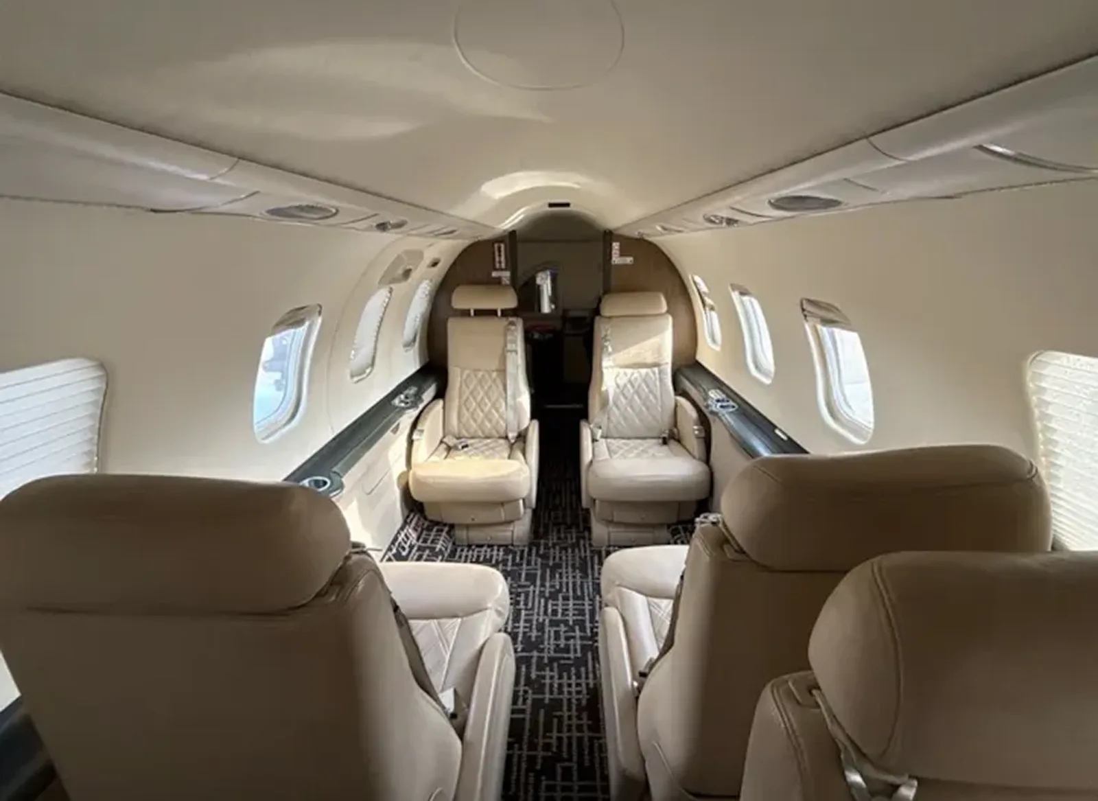 Cabin interior of a 2002 Learjet 45.