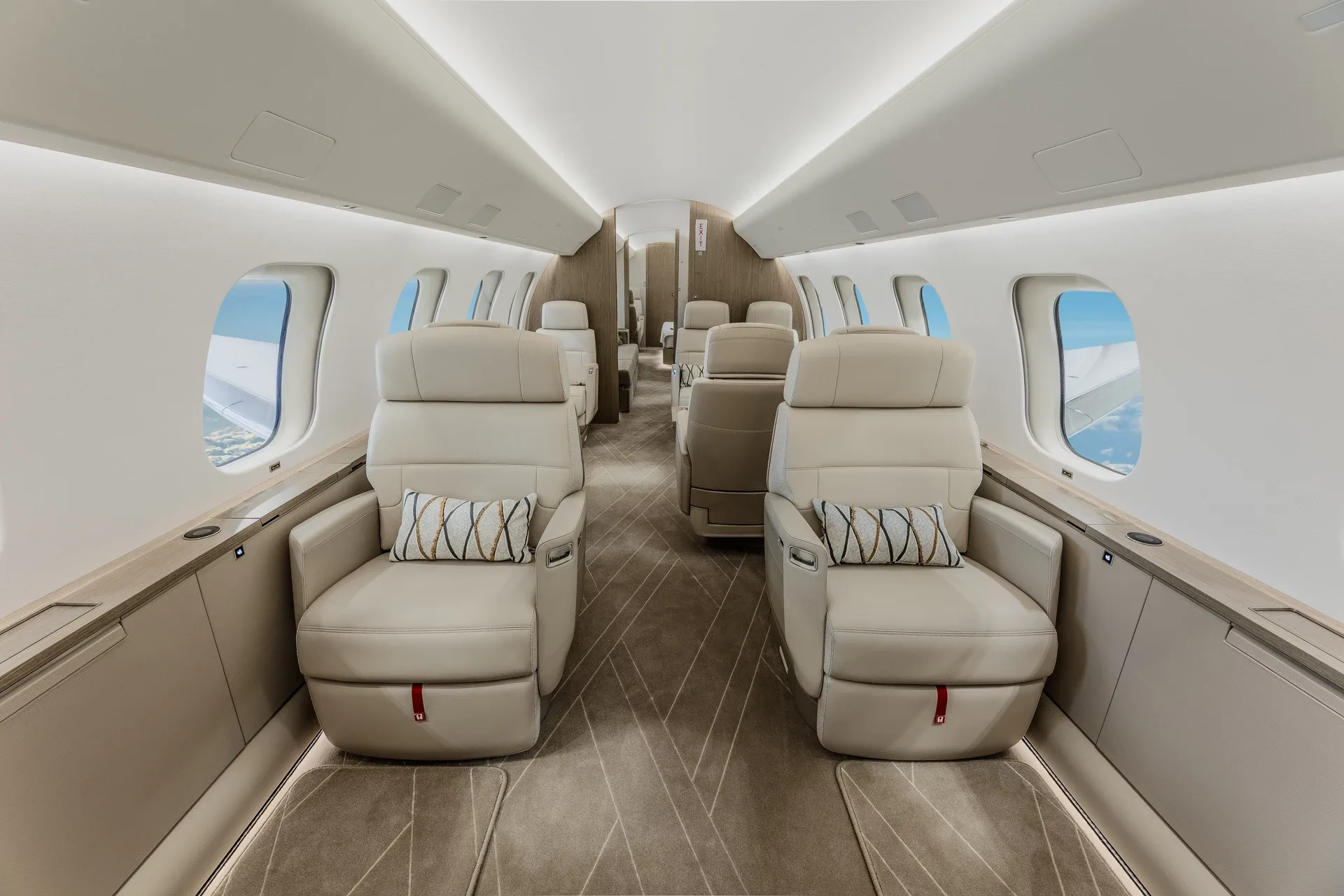 Cabin interior of a Bombardier Global 8000.
