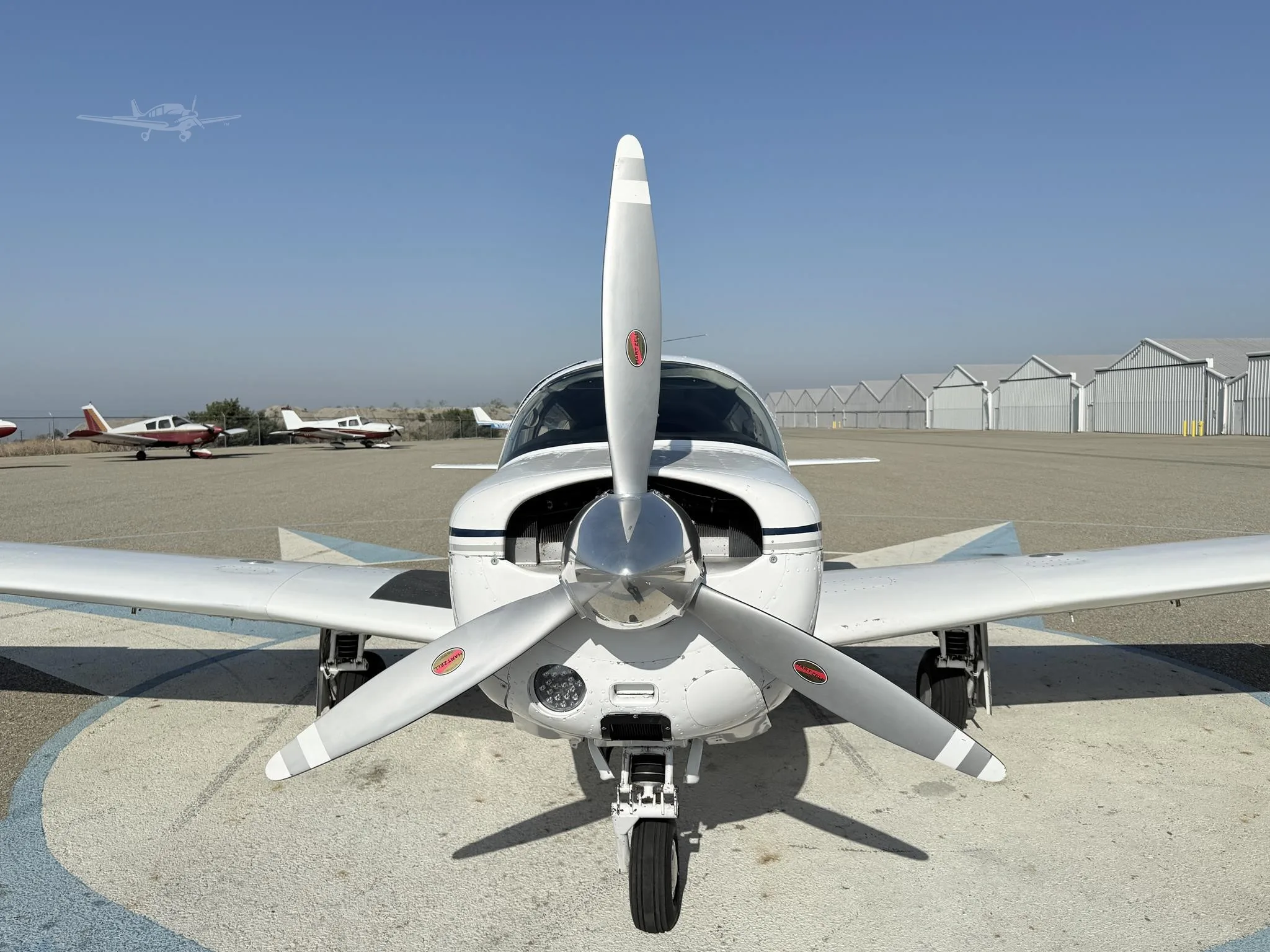 Exterior view of a 1970 MOONEY M20F, N76HP.
