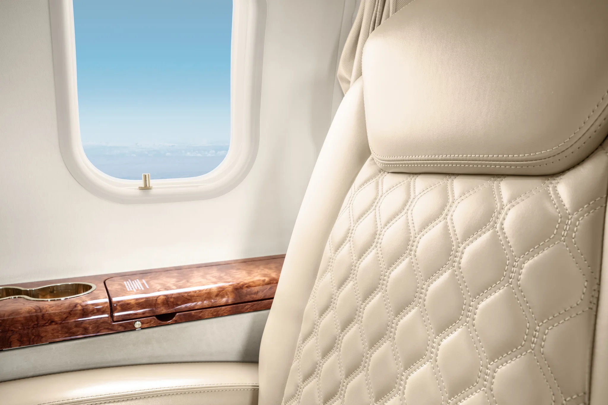 Cabin interior of a 2008 Bombardier Challenger 300.