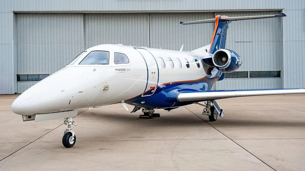 Exterior view of a 2019 Embraer Phenom 300, 2-EMBR.
