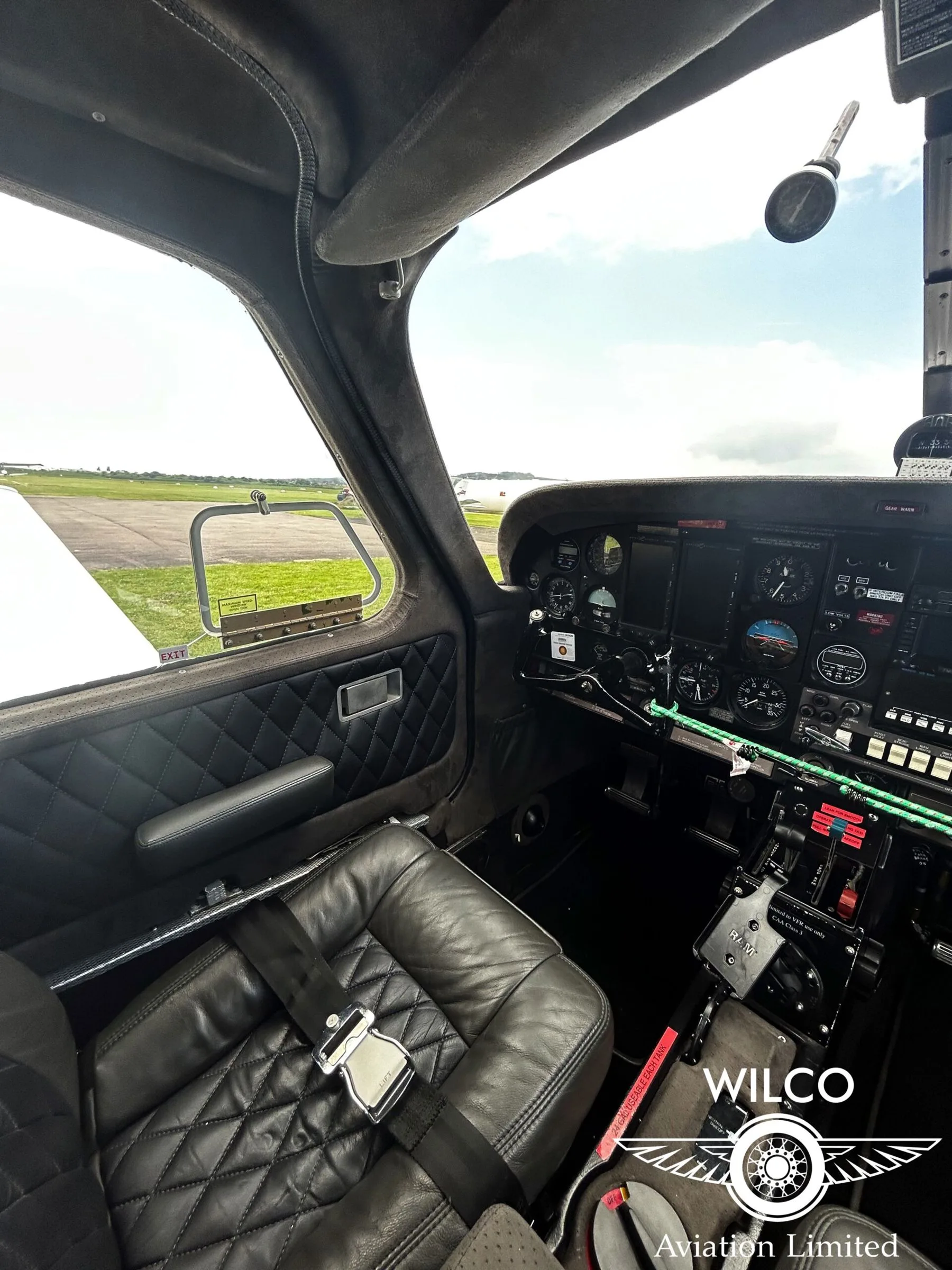 Cockpit and instrument panel of a 1976 Rockwell Commander 112TC.