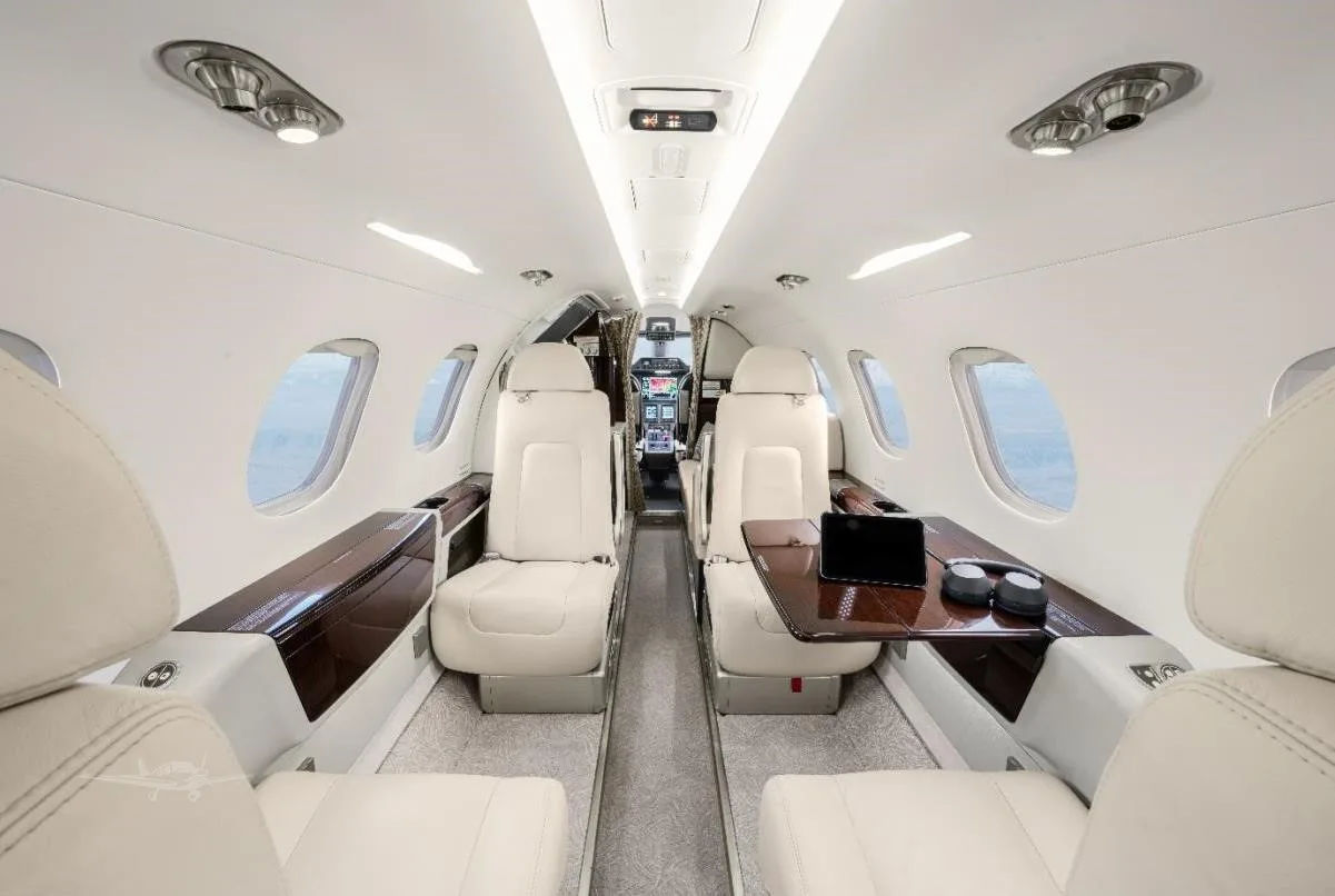 Cabin interior of a 2016 EMBRAER PHENOM 300.