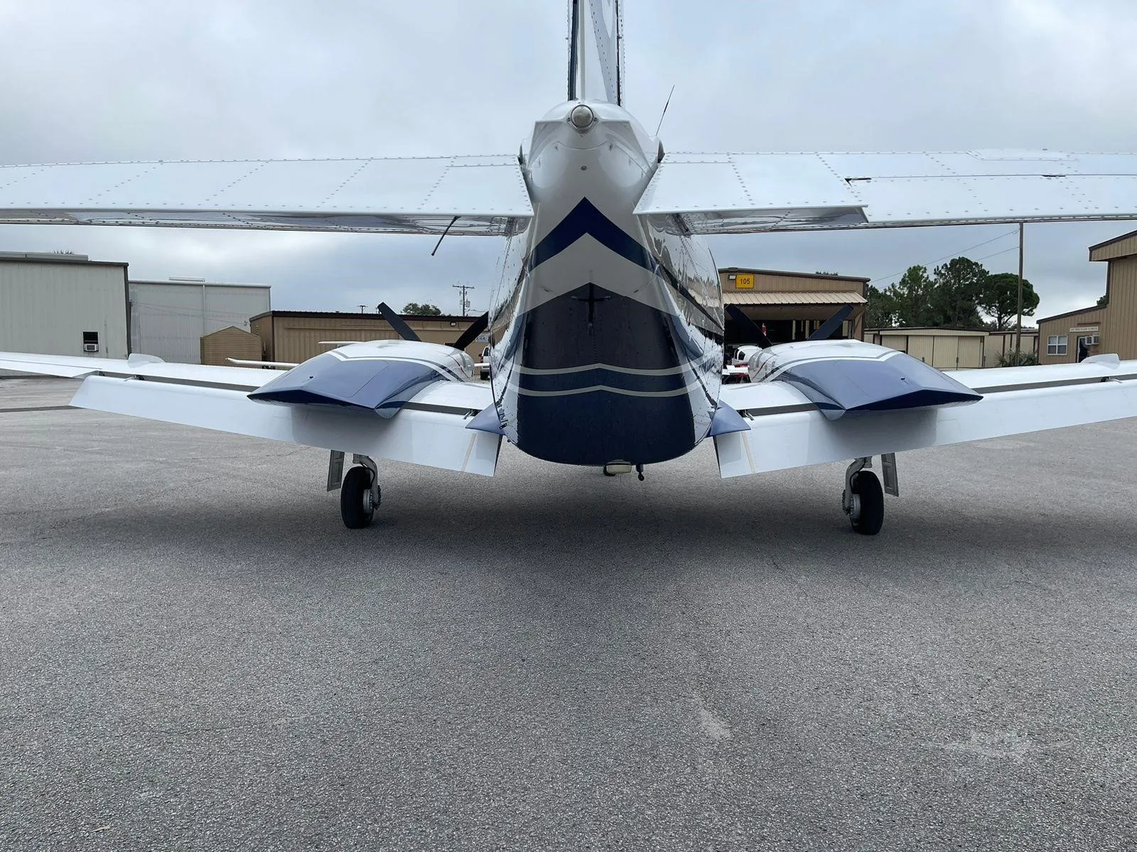 Exterior view of a 1984 PIPER NAVAJO CHIEFTAIN, N599AH.