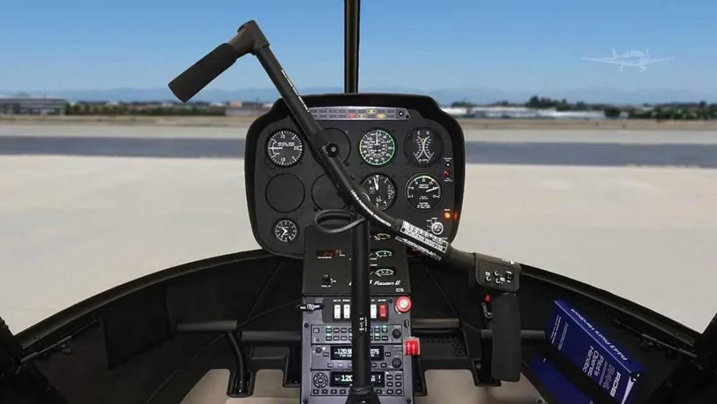 Cockpit and instrument panel of a 2026 ROBINSON R44 CLIPPER II.