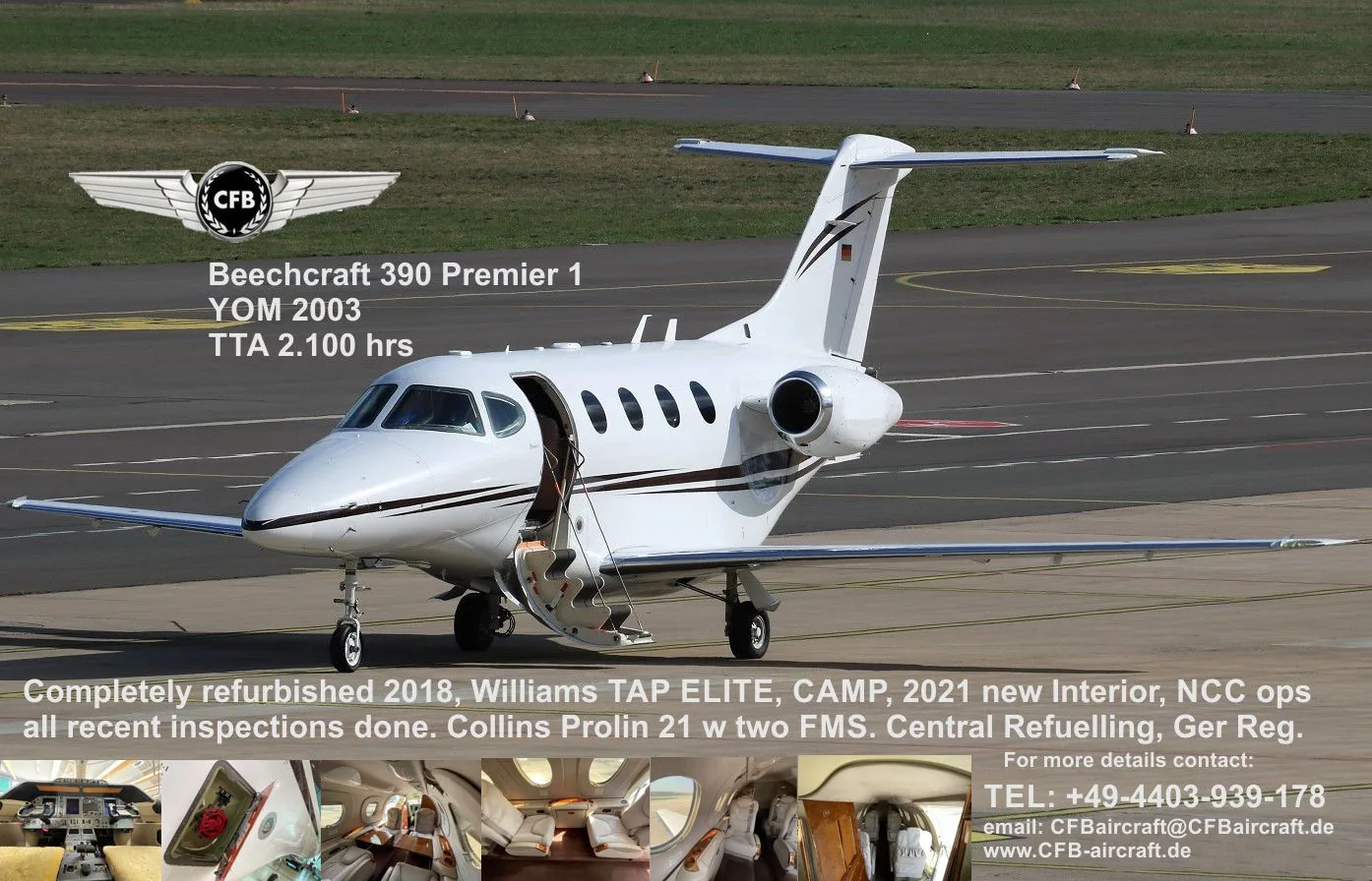 Exterior view of a 2003 Hawker 390 Premier 1.