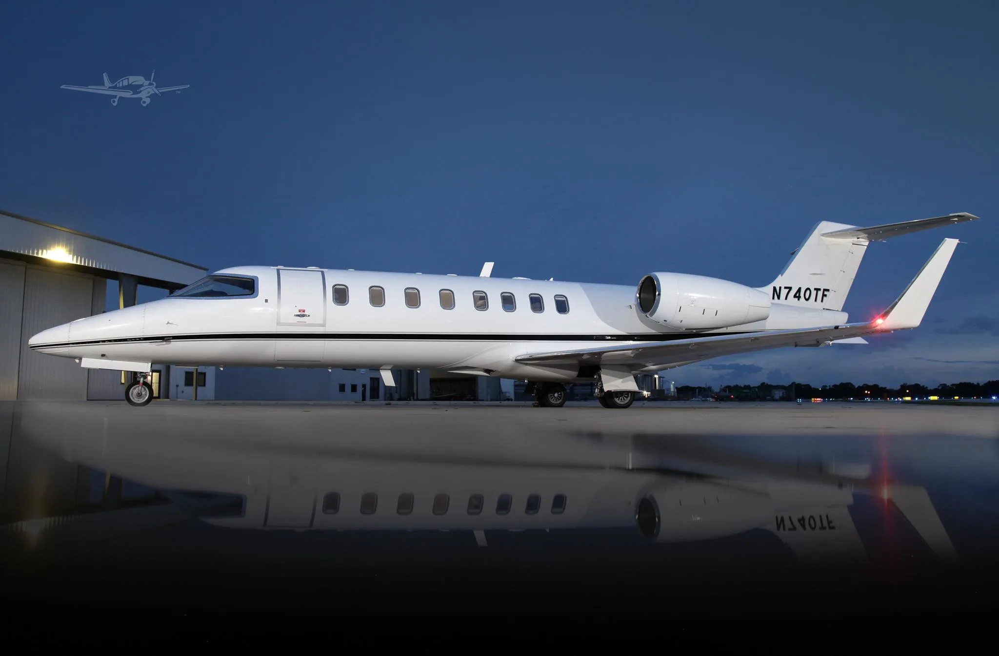 Exterior view of a 2000 LEARJET 45, N740TF.