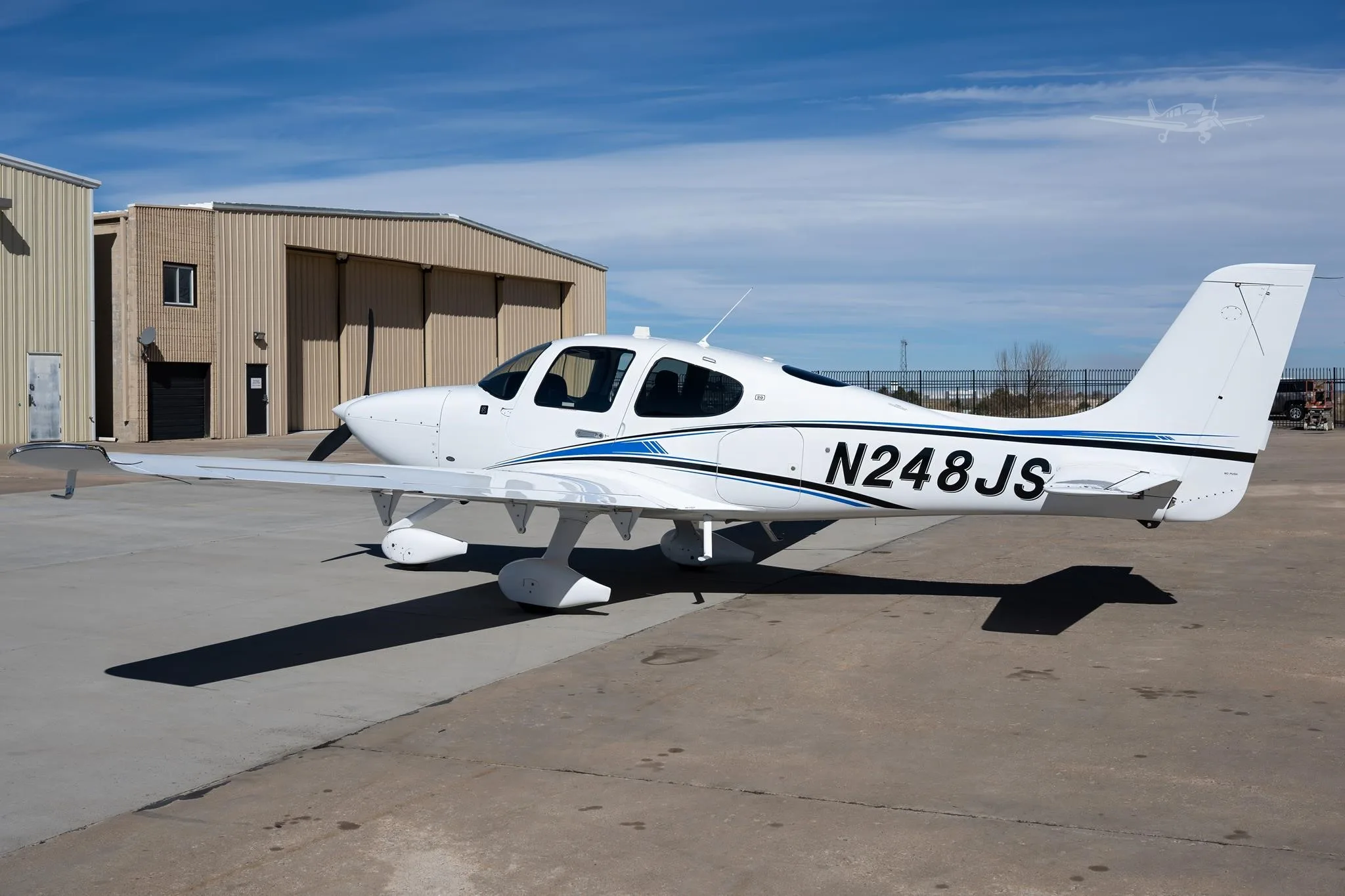 Exterior view of a 2020 CIRRUS SR20-G6, N248JS.