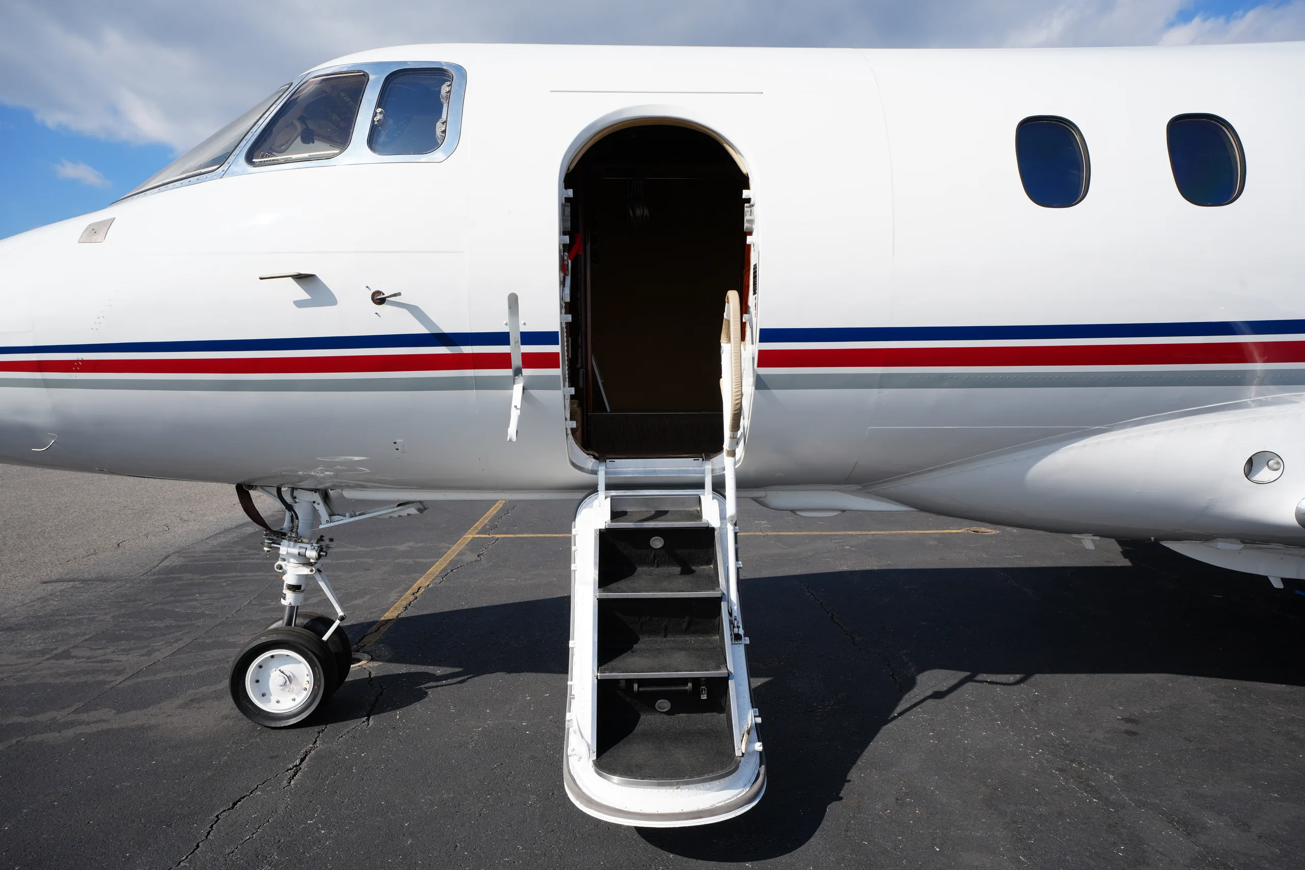 Cabin interior of a 2009 Hawker 900XP.