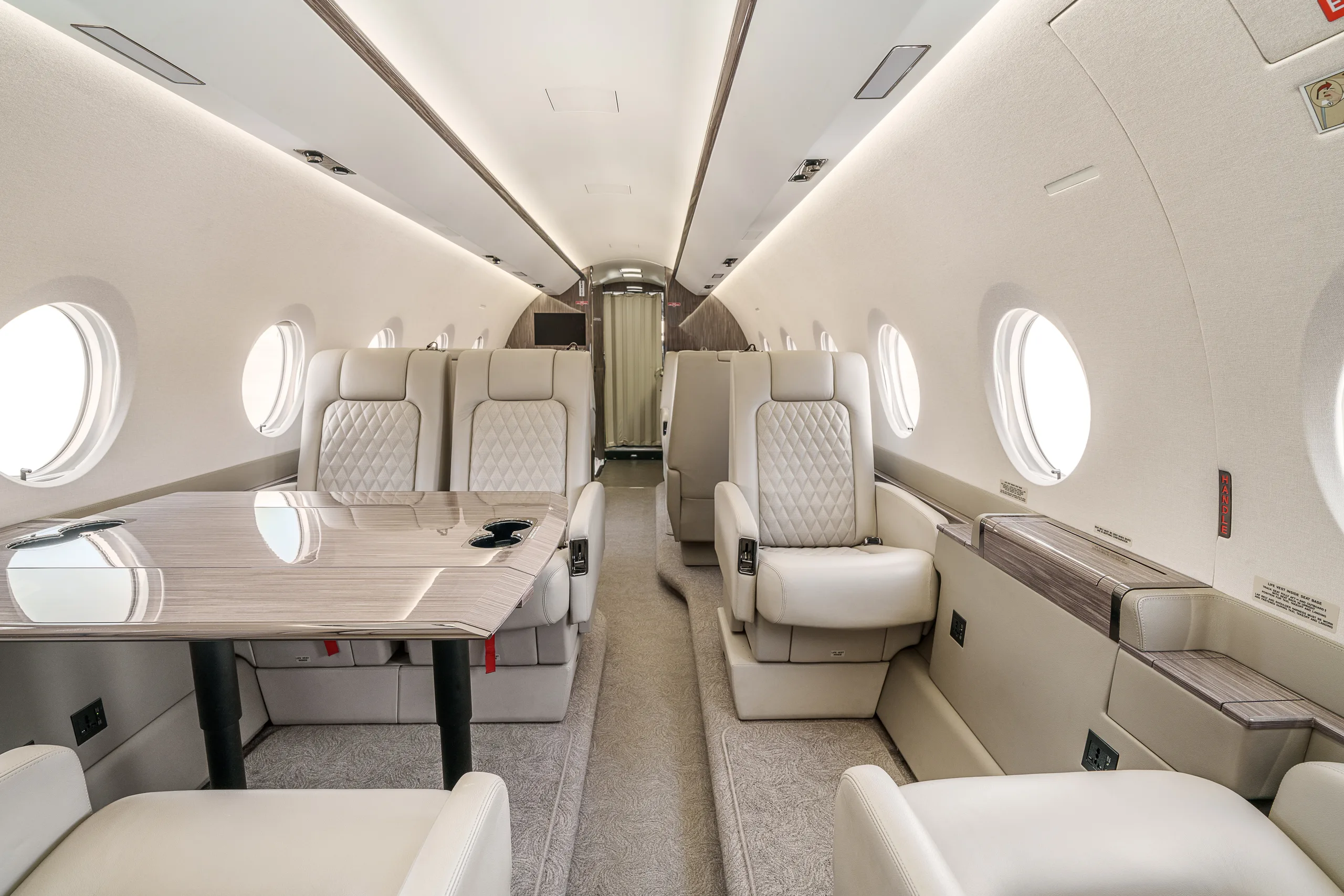 Cabin interior of a 2019 Gulfstream G280 2169.