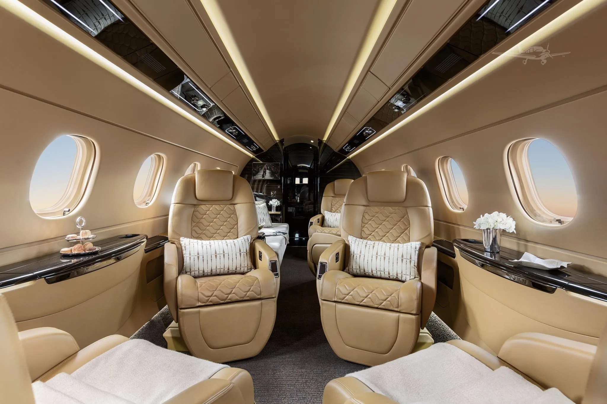 Cabin interior of a 2026 EMBRAER PRAETOR 600.