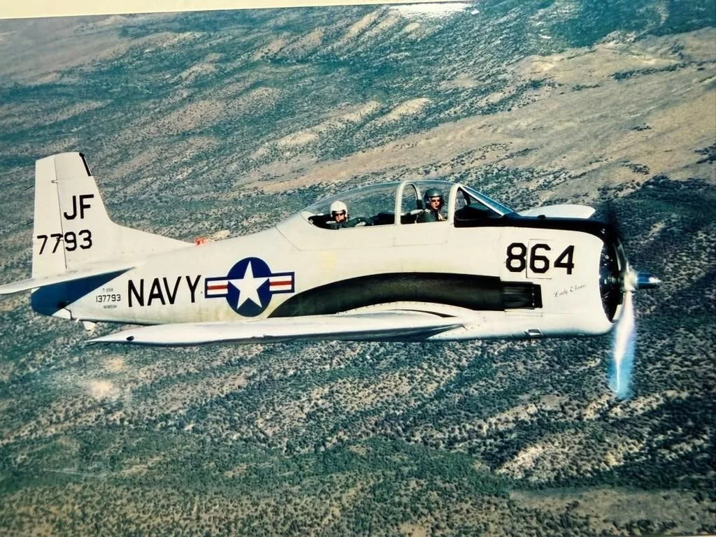 Exterior view of a NORTH AMERICAN T28B, N815SH.