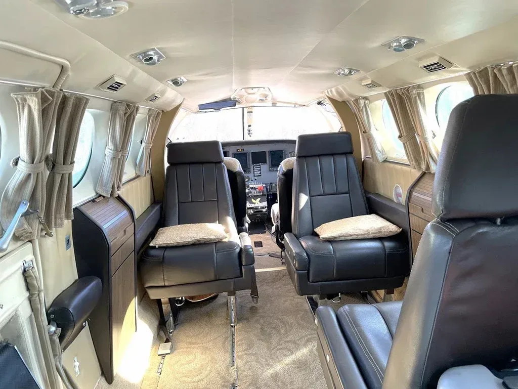 Cabin interior of a 1977 Cessna 421C.