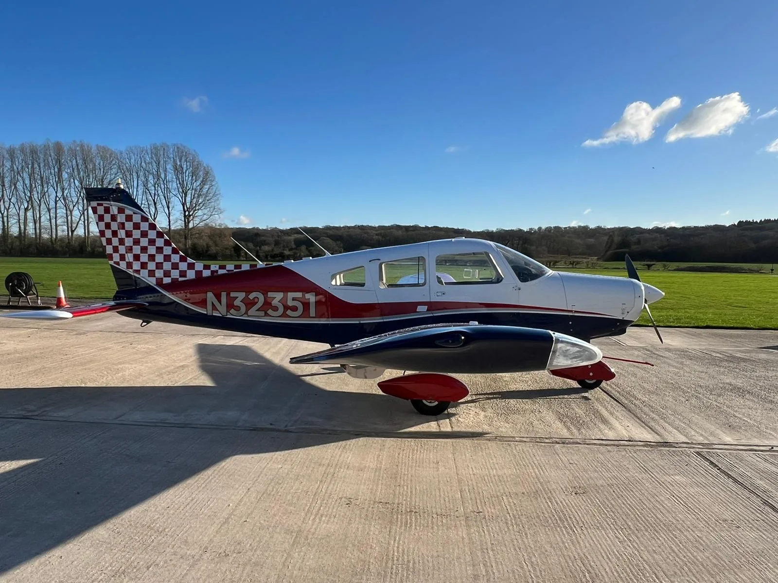 Exterior view of a 1976 Piper PA28-151 Cherokee Warrior.