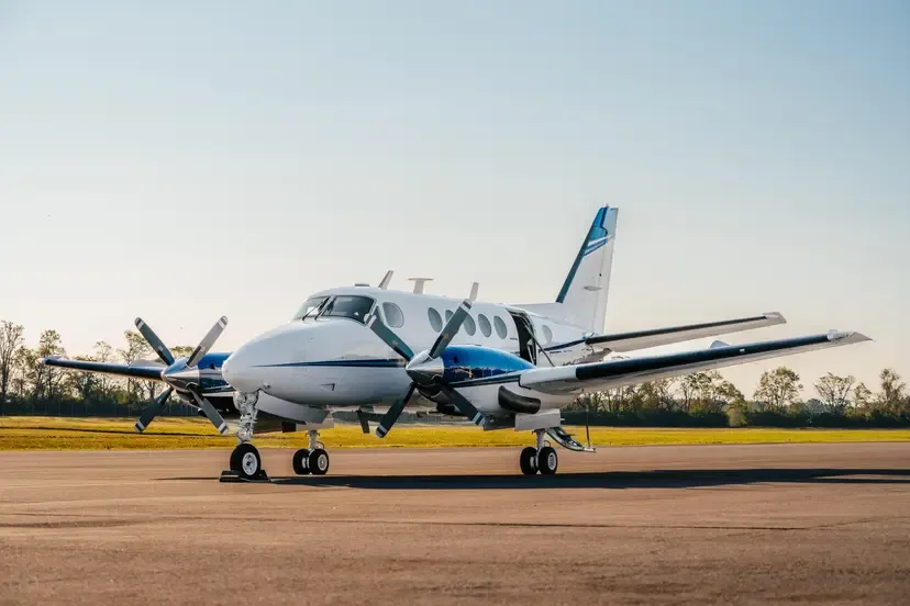 Exterior view of a 1980 Beechcraft King Air F90.