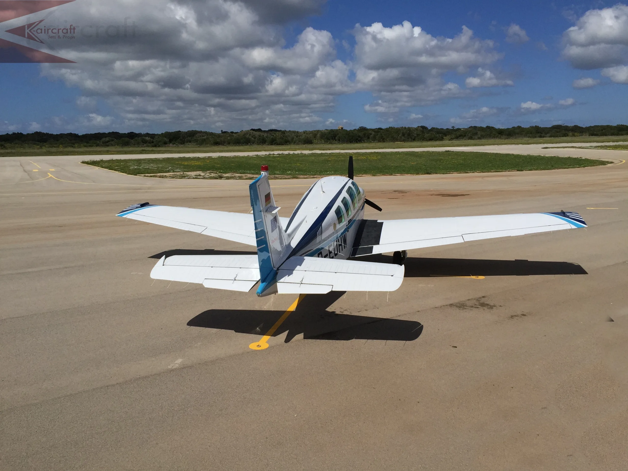 Exterior view of a 1995 Beechcraft A36 Bonanza.