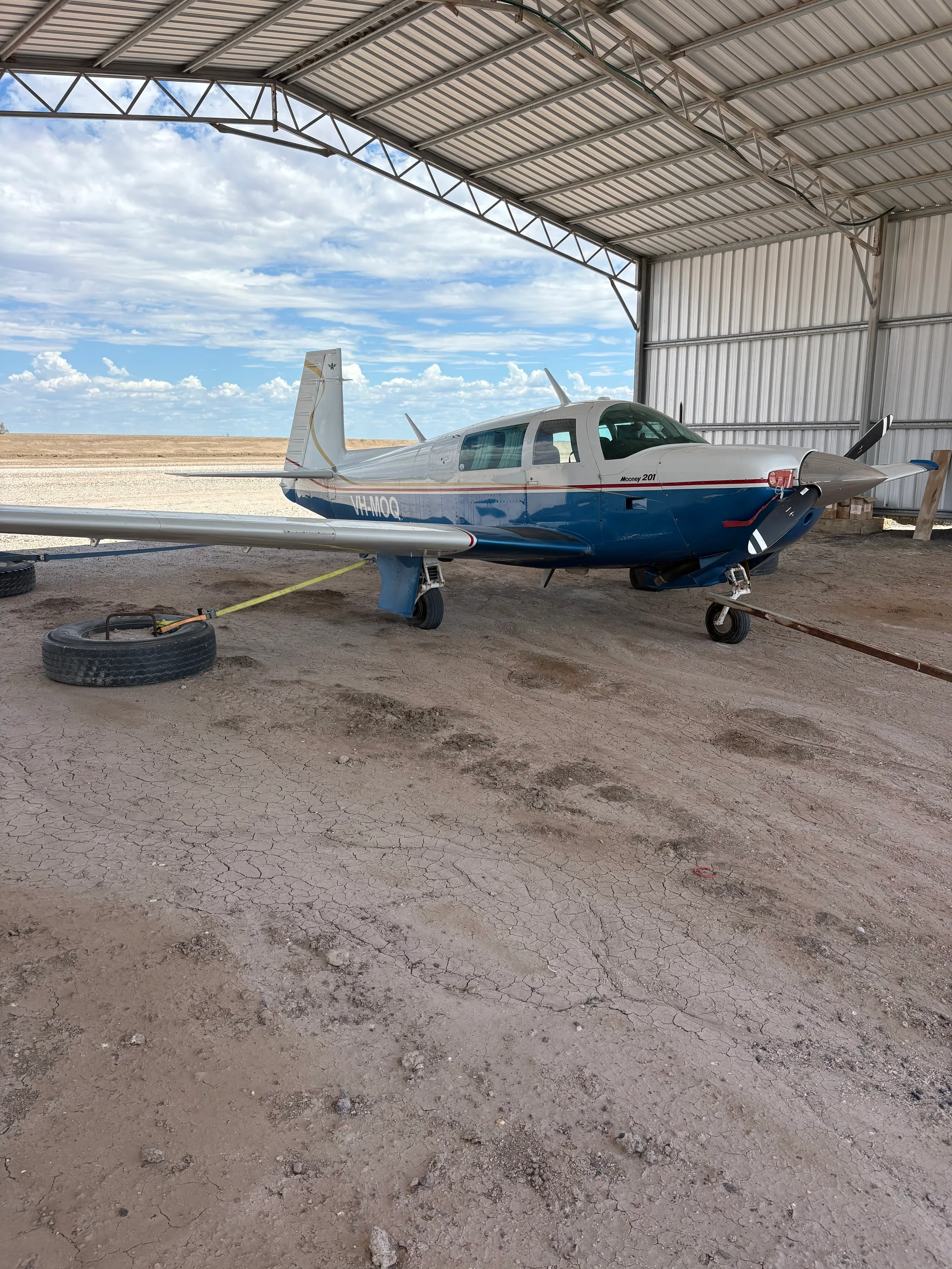 Exterior view of a 2008 Mooney Acclaim M20TN, VH-JEU.