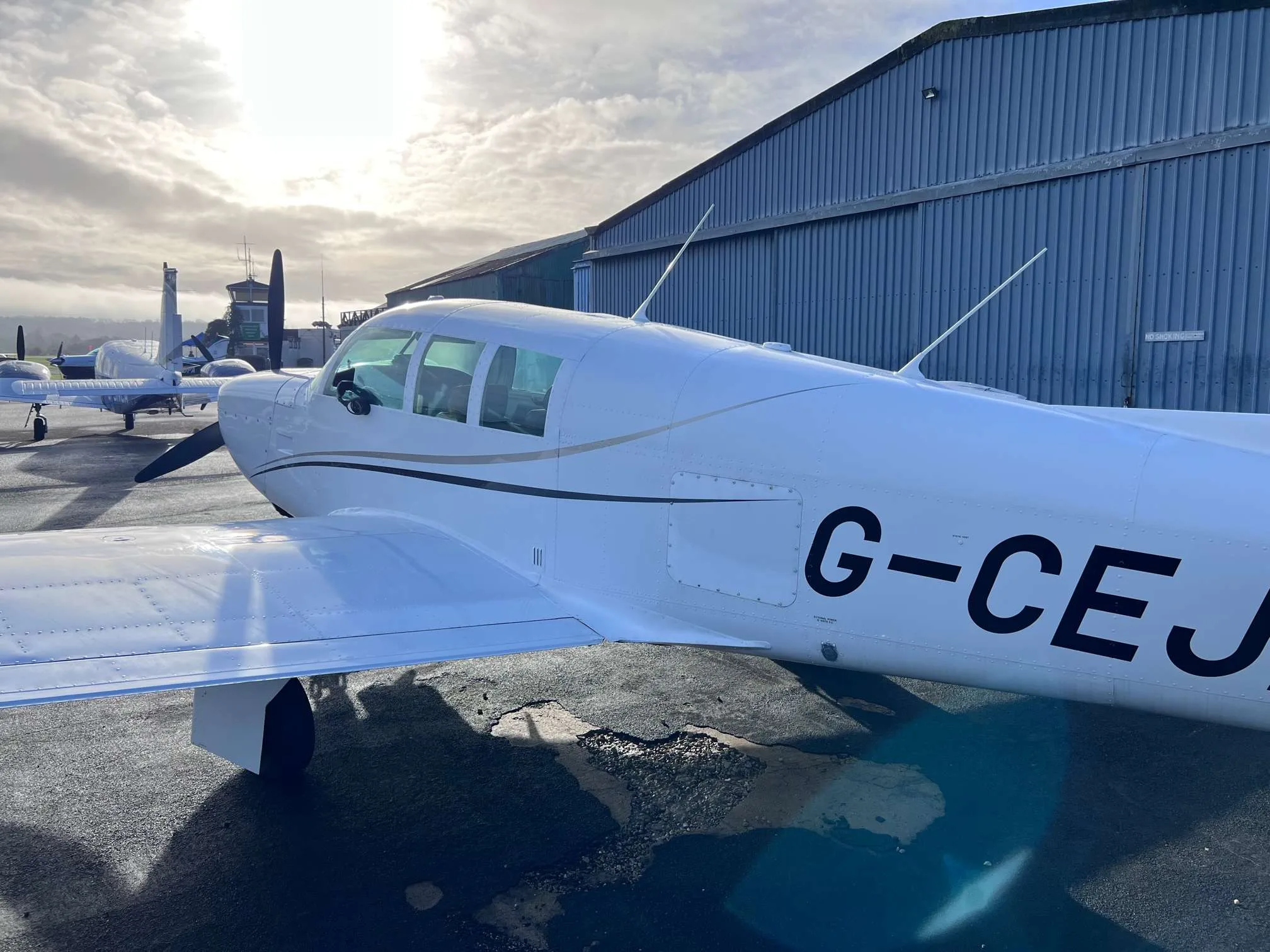 Exterior view of a 1967 Mooney M20F.