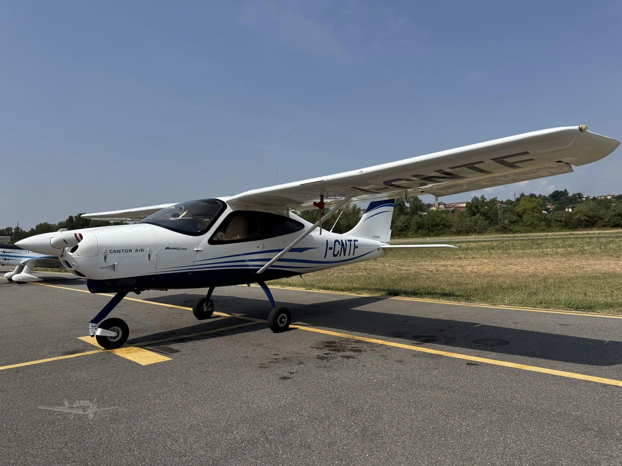 Exterior view of a 2019 TECNAM P2008 JC, I-CNTF.