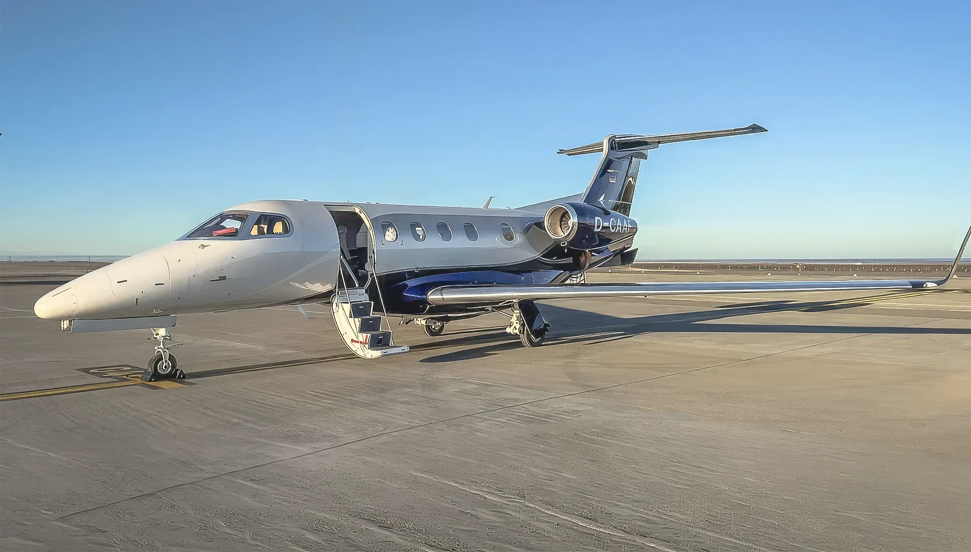 Exterior view of a Embraer Phenom 300.