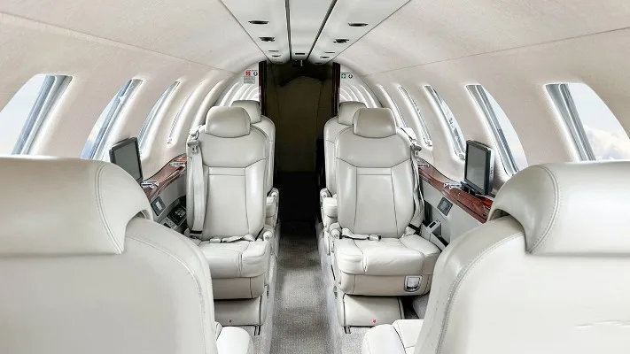 Cabin interior of a 2013 Cessna Citation CJ4.