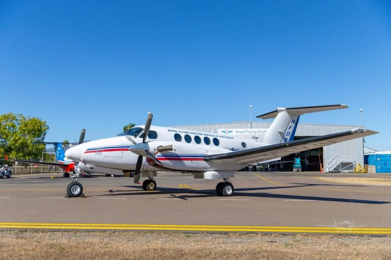 Exterior view of a 2005 BEECHCRAFT KING AIR B200, VH-VJU.
