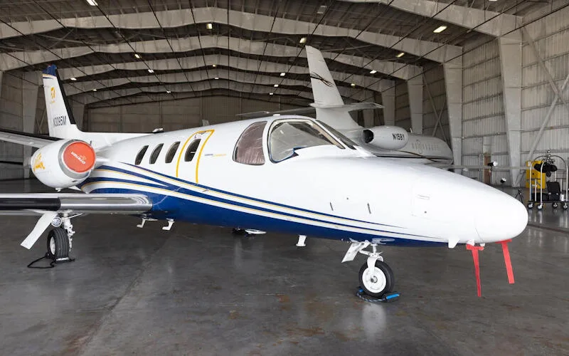 Exterior view of a 1976 Cessna 500 Citation I.