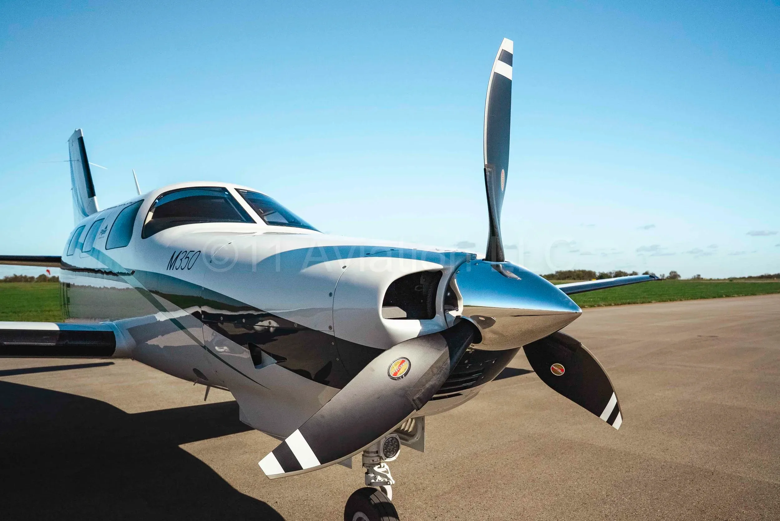 Exterior view of a 2021 Piper M350 (PA-46-350P), N804AF.