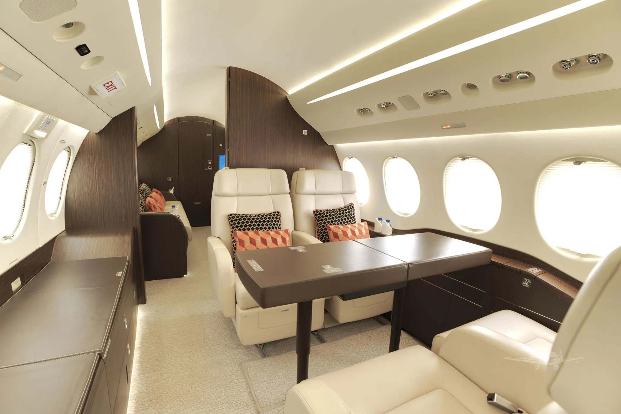 Cabin interior of a 2020 DASSAULT FALCON 7X.