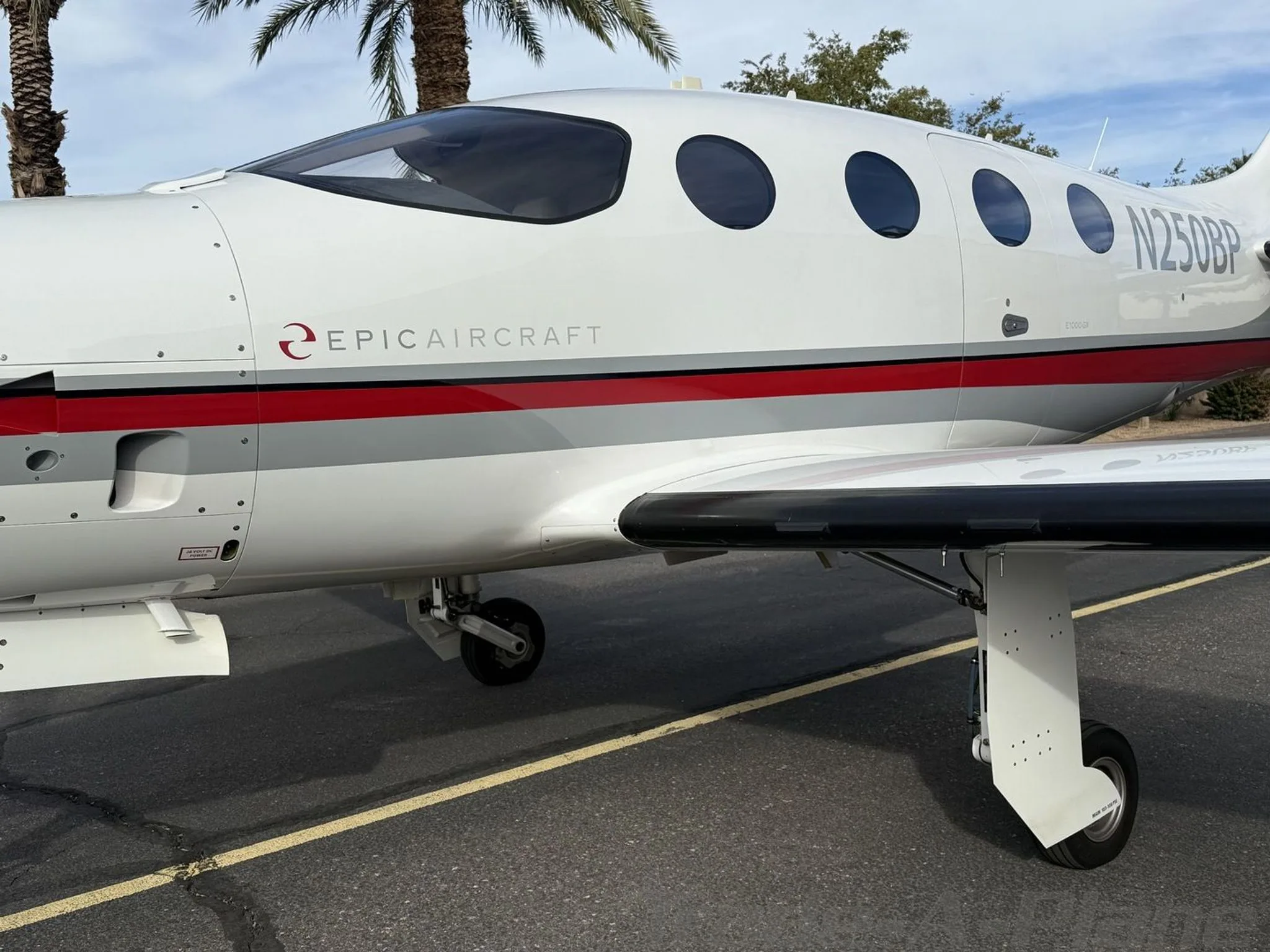 Exterior view of a 2021 EPIC E1000, N250BP.